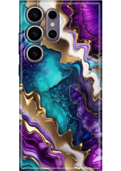 Samsung Galaxy S24 Ultra Kılıf Motifli Renkli Esnek Silikon Keskin Ametist