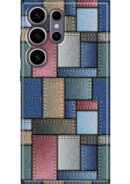 Samsung Galaxy S24 Ultra Kılıf Motifli Renkli Esnek Silikon Jean Pattern