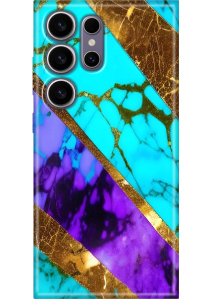 Samsung Galaxy S24 Ultra Kılıf Motifli Renkli Esnek Silikon Nezih Mermer