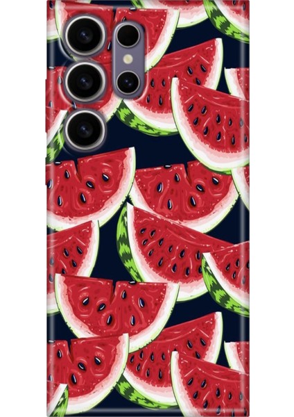 Samsung Galaxy S24 Ultra Kılıf Motifli Renkli Esnek Silikon Karpuz