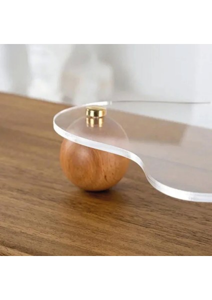 Eğri Pleksi Tepsi Ahşap Top Ayaklı Dekoratif Düzenleyici Stant 37X40CM fiyatları