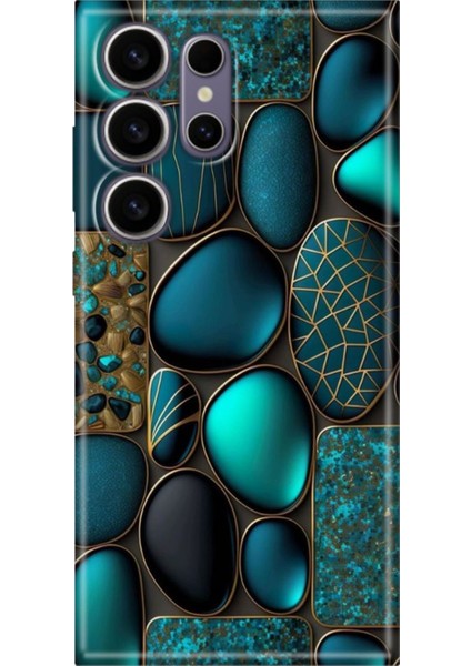 Samsung Galaxy S24 Ultra Kılıf Motifli Renkli Esnek Silikon Marble