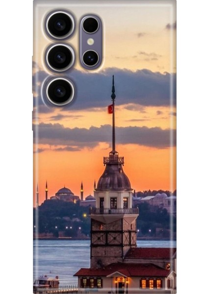 Samsung Galaxy S24 Ultra Kılıf Motifli Renkli Esnek Silikon Kız Kulesi