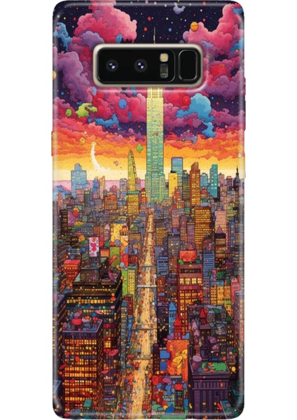 Samsung Galaxy Note 8 Kılıf Renkli Temalı Note8 Silikon Retro Newyork