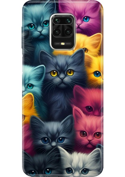 Xiaomi Redmi Note 9 Pro - 9s Kılıf Renkli Esnek Silikon Kedi Ordusu