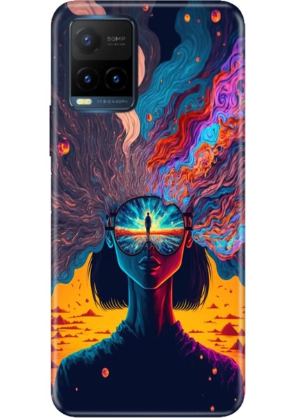 Vivo Y21S Uyumlu Kapak Kılıf Desenli Kapak Renkli Tpu Uv Girdap