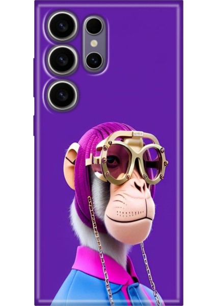 Samsung Galaxy S24 Ultra Kılıf Motifli Renkli Esnek Silikon Monkey