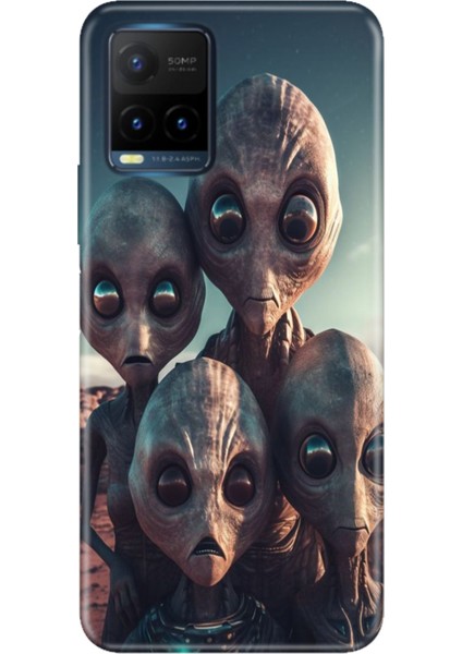 Vivo Y21S Uyumlu Kapak Kılıf Desenli Kapak Renkli Tpu Uv Ufo