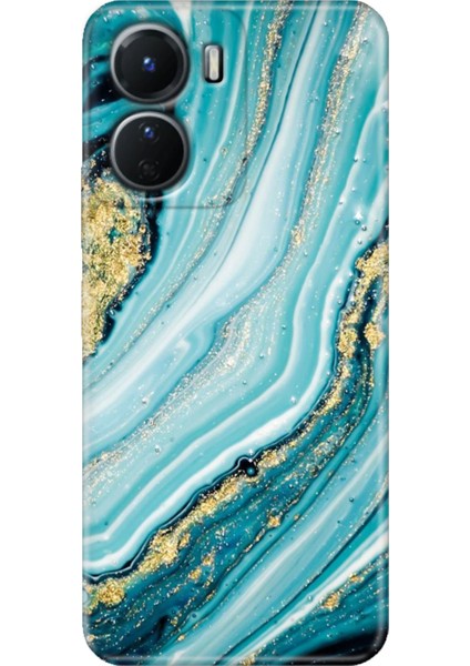 Vivo Y16 Kılıf Desenli Silikon Ermer Teknoloji Kapak Simli Taş