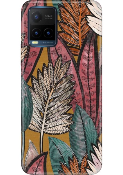 Vivo Y21S Uyumlu Kapak Kılıf Desenli Kapak Renkli Tpu Uv Yapraklar