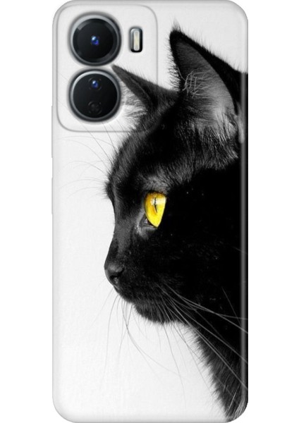 Vivo Y16 Kılıf Desenli Silikon Ermer Teknoloji Kapak Kedi Bakışı
