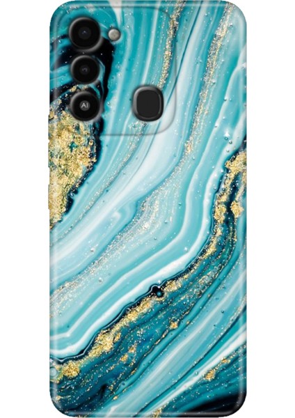 Spark 8c Kılıf Renkli Temalı Tecno 8c Silikon Simli Taş