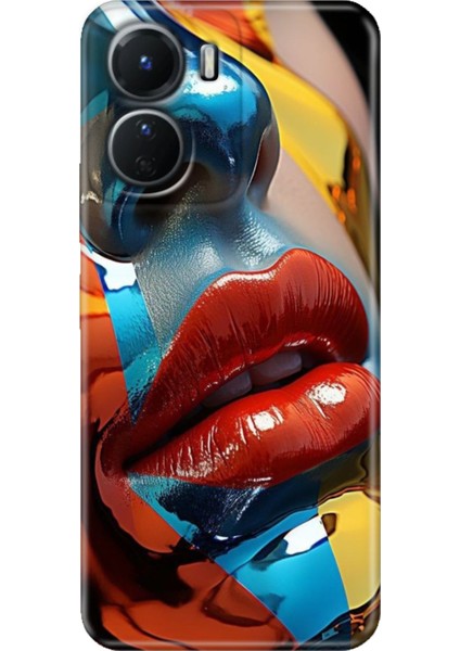 Vivo Y16 Kılıf Desenli Silikon Ermer Teknoloji Kapak Makyaj