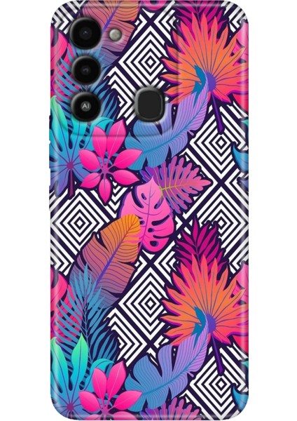 Spark 8c Kılıf Renkli Temalı Tecno 8c Silikon Botanik