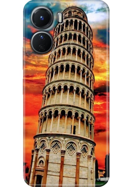 Vivo Y16 Kılıf Desenli Silikon Ermer Teknoloji Kapak Pizza Kulesi