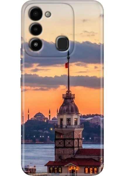 Spark 8c Kılıf Renkli Temalı Tecno 8c Silikon Kız Kulesi