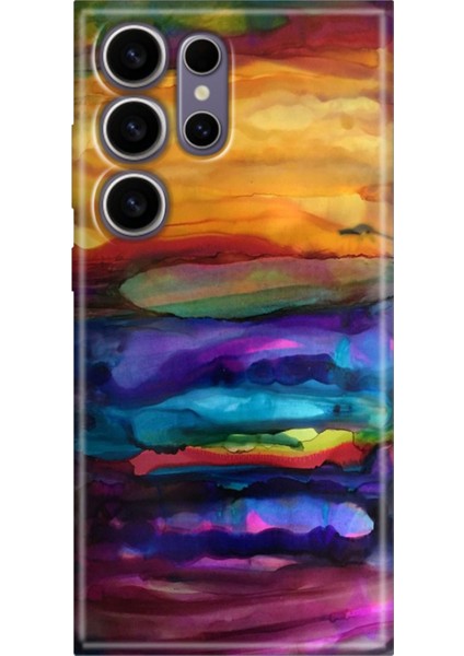 Samsung Galaxy S24 Ultra Kılıf Renkli Esnek Silikon Sulu Boya