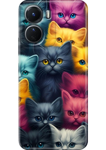 Vivo Y16 Kılıf Desenli Silikon Ermer Teknoloji Kapak Kedi Ordusu