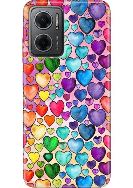 Xiaomi Redmi Note 11E Kılıf Desenli Design Silikon Kalp Çizim