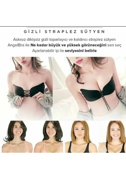 Kadın Sihirli Sütyen Şekillendirici Silikon Yapışkanlı Kelebek Sütyen ve Dikişsiz Magic Bra Sütyen
