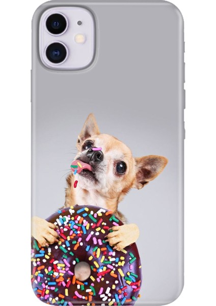Apple iPhone 11 Kılıf Renkli Temalı iPhone 11 Silikon Donut Dog