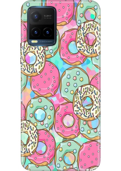 Vivo Y21S Uyumlu Kapak Kılıf Desenli Kapak Renkli Tpu Uv Donut