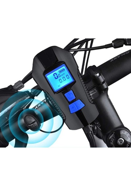 120DB Elektronik Bisiklet Korna & Far | 6 Zil Sesi | 5 Sürüş Modu | LCD Ekranlı Çok Fonksiyonlu Kilometre Saati | USB Şarjlı