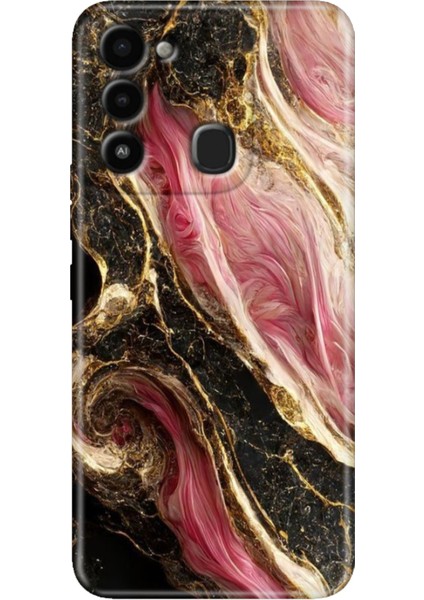 Spark 8c Kılıf Renkli Temalı Tecno 8c Silikon Seattle Mermer