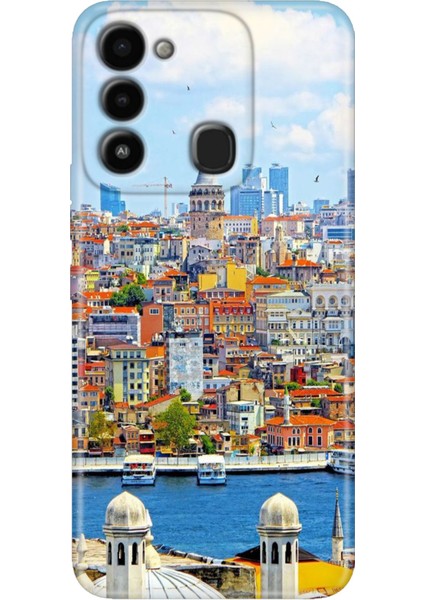 Spark 8c Kılıf Renkli Temalı Tecno 8c Silikon Istanbul