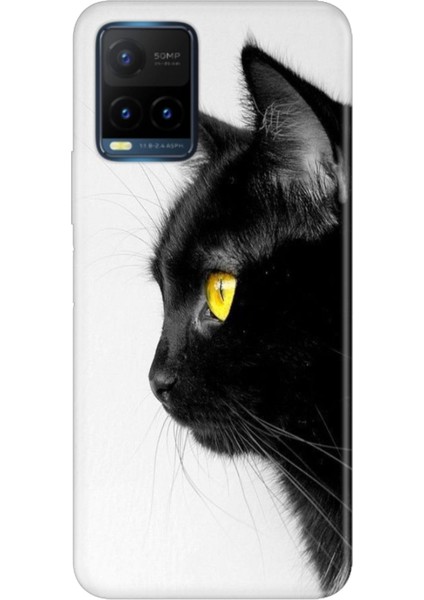Vivo Y21S Uyumlu Kapak Kılıf Desenli Kapak Renkli Tpu Uv Kedi Bakışı