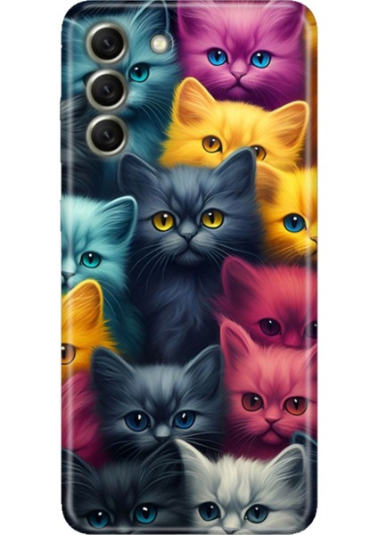 Samsung Galaxy S21 Fe Kılıf Desenli Kapak Renkli Tpu Uv Kedi Ordusu