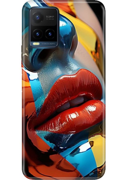 Vivo Y21S Uyumlu Kapak Kılıf Desenli Kapak Renkli Tpu Uv Makyaj