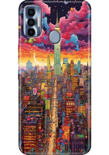 Spark 7 Pro Kılıf Renkli SPARK7PRO Silikon Retro Newyork
