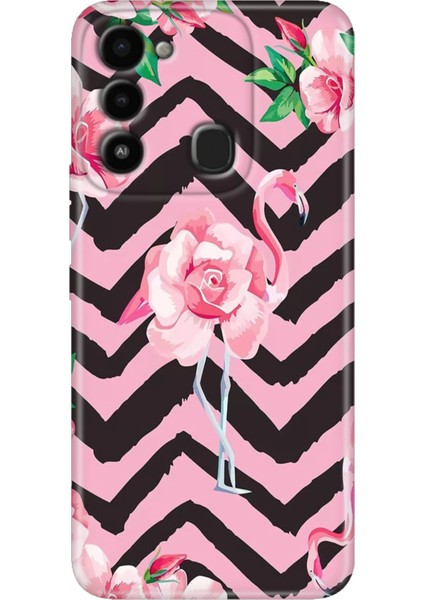 Spark 8c Kılıf Renkli Temalı Tecno 8c Silikon Flamingo