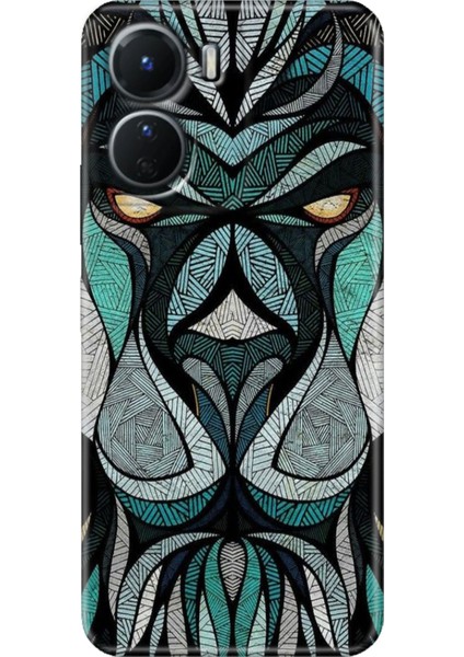Vivo Y16 Kılıf Desenli Silikon Ermer Teknoloji Kapak Lion Mandala