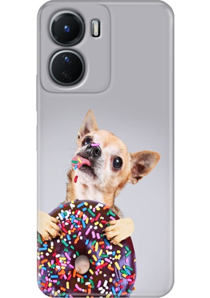 Vivo Y16 Kılıf Desenli Silikon Ermer Teknoloji Kapak Donut Dog