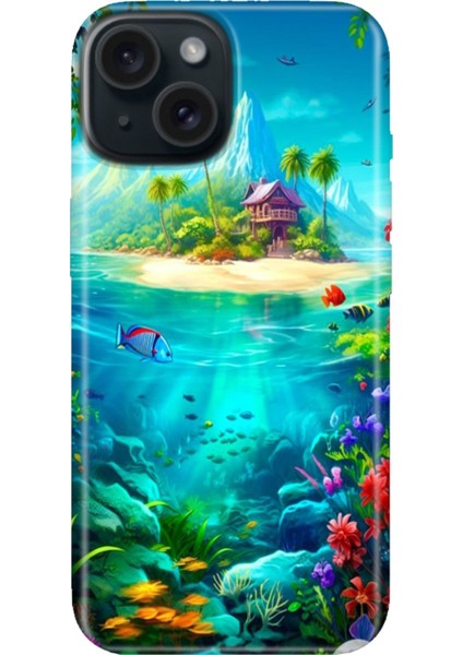 iPhone 15 Uyumlu Kılıf Desenli Kapak Renkli Tpu Uv Island