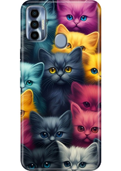 Spark 7 Pro Kılıf Renkli SPARK7PRO Silikon Kedi Ordusu