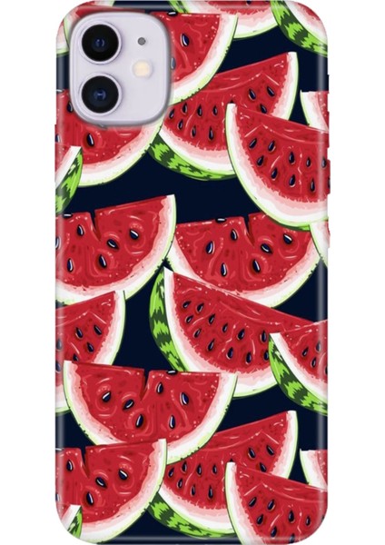 Apple iPhone 11 Kılıf Renkli Temalı iPhone 11 Silikon Karpuz