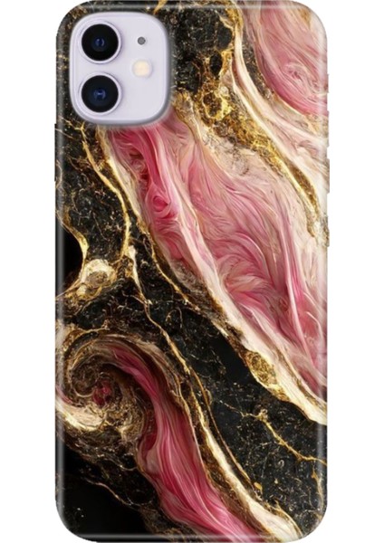 Apple iPhone 11 Kılıf Renkli Temalı iPhone 11 Silikon Seattle Mermer