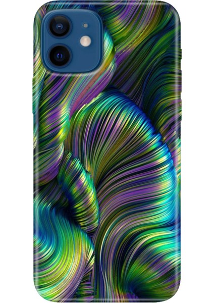 Apple iPhone 12 Kılıf Renkli Baskılı Silikon Holographic