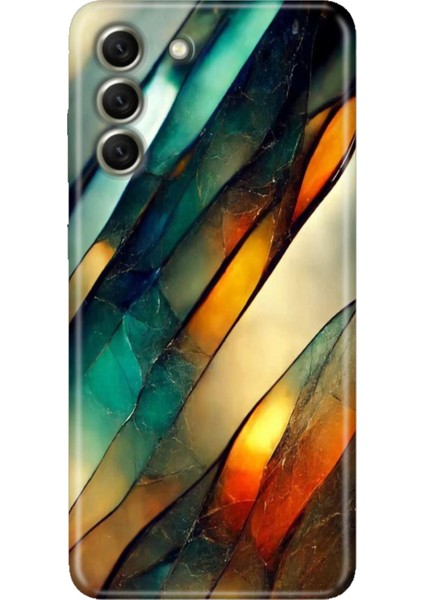 Samsung Galaxy S21 Fe Kılıf Desenli Kapak Renkli Tpu Uv Flora Mermer