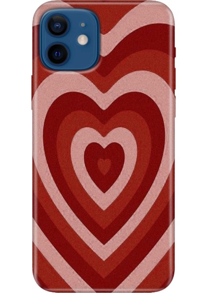 Apple iPhone 12 Kılıf Renkli Baskılı Silikon Mat Kalp