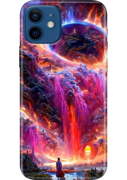 Apple iPhone 12 Kılıf Renkli Baskılı Silikon Gizemli Ülke