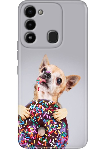 Spark 8c Kılıf Renkli Temalı Tecno 8c Silikon Donut Dog