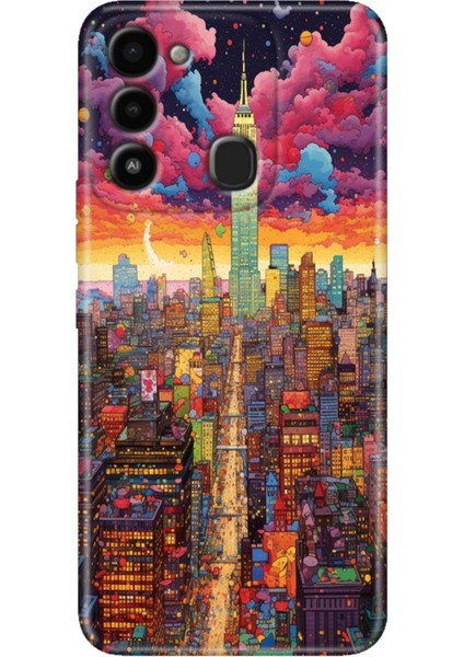 Spark 8c Kılıf Renkli Temalı Tecno 8c Silikon Retro Newyork