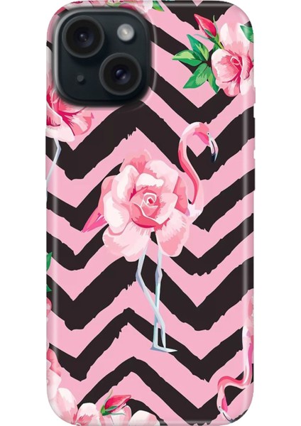 iPhone 15 Uyumlu Kılıf Desenli Kapak Renkli Tpu Uv Flamingo