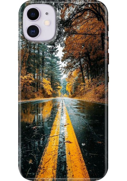 Apple iPhone 11 Kılıf Renkli Temalı iPhone 11 Silikon Korku Yolu