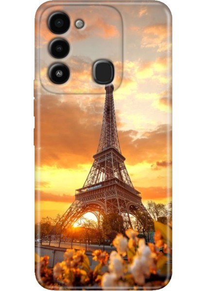 Spark 8c Kılıf Renkli Temalı Tecno 8c Silikon Eyfel