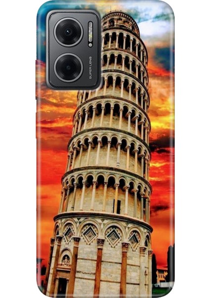 Xiaomi Redmi Note 11E Kılıf Desenli Design Silikon Pizza Kulesi